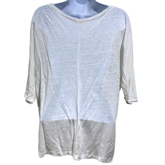 EILEEN FISHER Size XS Ivory 100% Linen Scoop Neck Dolman Sleeve Tee Shirt - Picture 6 of 9